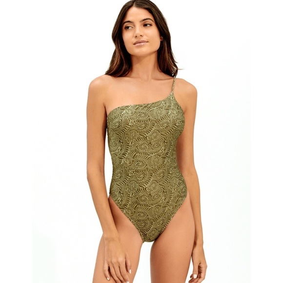 Vix NWT Ana Ortiz Green One Piece Adjustable One Shoulder SwimSuit Sz S - Picture 1 of 15